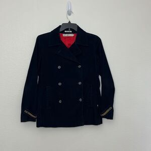 Tommy Hilfiger Jeans Vintage Navy Blue Corduroy Pea Coat Sz M